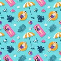 Summer pool pattern with pool floats vector