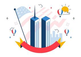 September 11 Memorial Day Illustration with US Flag and We Will Never Forget Message vector