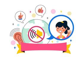 Child communicating in sign language vector
