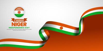 Niger independence day with waving ribbon flag for banner vector