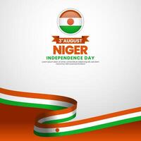 Niger independence day Square banner background with waving ribbon flag vector