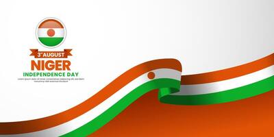 Niger independence day with waving ribbon flag vector