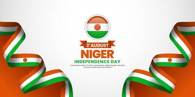Niger independence day background august 3rd design element with waving ribbon flag vector