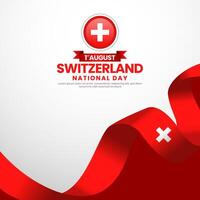 Switzerland national day banner background with waving flag illustration vector