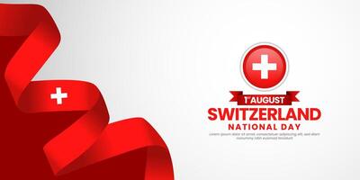 Switzerland national day with waving flag for banner design vector