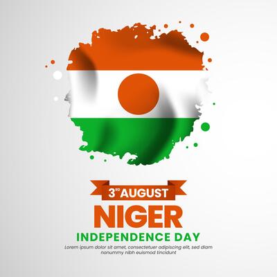 Niger independence day with Grunge brush painted flag style for square banner background