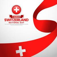 Switzerland national day Square background with waving flag illustration vector