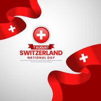 Switzerland national day greeting card, banner background with warving ribbon flag vector