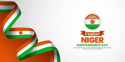 Niger independence day with ribbon flag for banner background vector