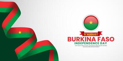 Burkina faso independence day with waving ribbon flag for banner background vector