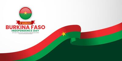 Burkina faso independence day with waving ribbon flag for banner vector