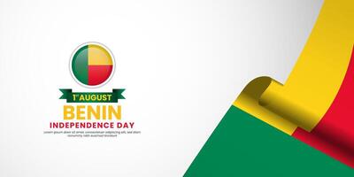 Benin flag for independence day banner background with blank space area vector