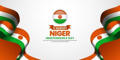Niger independence day banner background august 3rd design element with waving ribbon flag vector