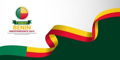 Benin waving flag for independence day banner design vector