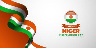 Niger independence day banner background design element with waving ribbon flag vector