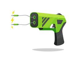 Green taser stun gun isolated on white background. vector