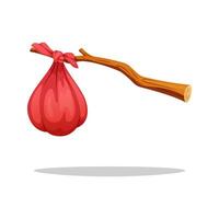 Simple bindle stick runaway isolated on white background. vector