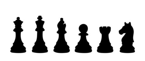 Chess piece silhouettes of full classic set in row vector