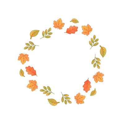 Autumn leaf wreath frame with fall foliage