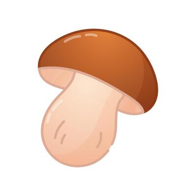 Cute stylized mushroom with brown cap and soft colors
