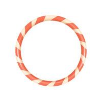 Round red candy cane Christmas frame for seasonal layout vector