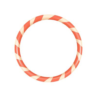 Round red candy cane Christmas frame for seasonal layout