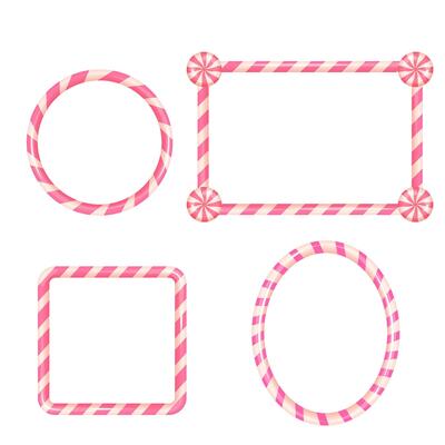 Pink striped candy cane frames for Christmas graphic design