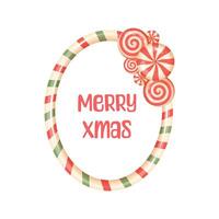 Merry Xmas candy frame design vector