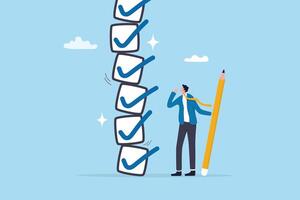 Man standing by checklist with pencil vector