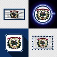 Creative the West Virginia Flag Icon Set Collection. vector