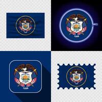 Creative the Utah Flag Icon Set Collection. vector