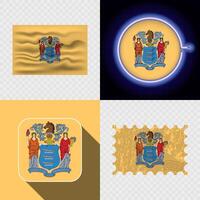 Creative New Jersey Flag Icon Set Collection. vector