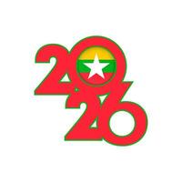 2026 banner with Myanmar flag inside. vector