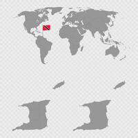 Trinidad and Tobago Map Set with World Location. vector
