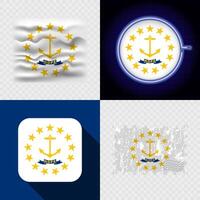 Creative the Rhode Island Flag Icon Set Collection. vector
