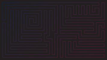 Pink and blue labyrinth pattern lines on black background graphic illustration. vector