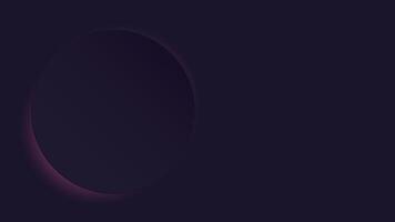 3D purple circle plate have a faint pink light glow underneath on the left of purple background graphic illustration. vector