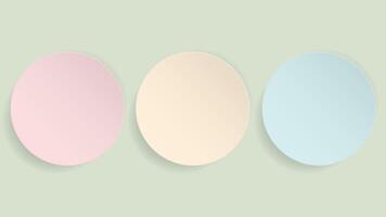 Three of blank 3D pastel circle plate paper cut style on light green background graphic illustration. vector