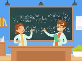 Two math teachers in a classroom vector