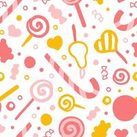 Tasty Sweets Seamless Pattern, Sweet Desserts Can be Used for Textile, Wallpaper, Wrapping Paper, Background Design Cartoon Illustration vector