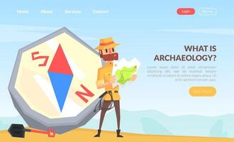 Archaeologist with map and compass illustration vector