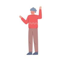 Man Standing Hands Up, Guy with Raised Hands Having Fun, Celebrating Success, Freedom of Choice Concept Cartoon Style Illustration vector