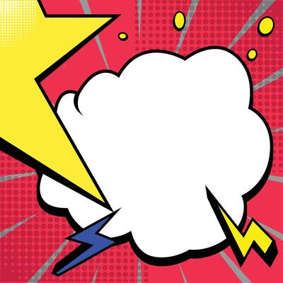 Comic Speech Bubble Background with Starburst and Lightning in Pop Art Style