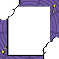 Purple Pop Art Background with Cloud Frame and Stars vector