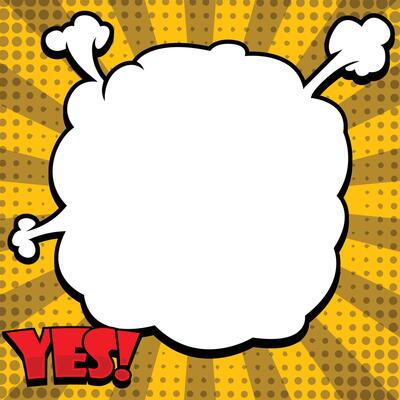 Pop Art Comic Explosion Background with YES Text and Speech Cloud