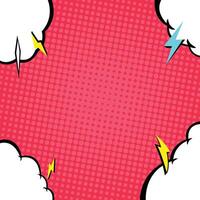 Red Comic Pop Art Background with Clouds and Lightning vector