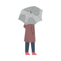 Man with Umbrella Walking Along the Street Illustration vector