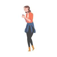 Satisfied Female Farmer in Yellow Rubber Boots in Standing Pose Illustration vector
