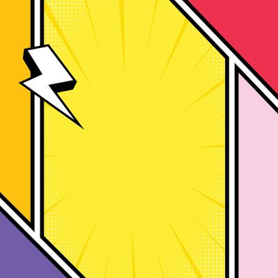 Vibrant Pop Art Comic Book Background with Lightning Bolt