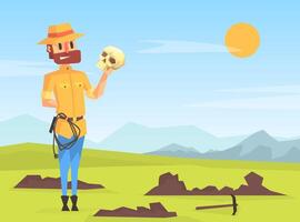 Explorer with skull in desert vector